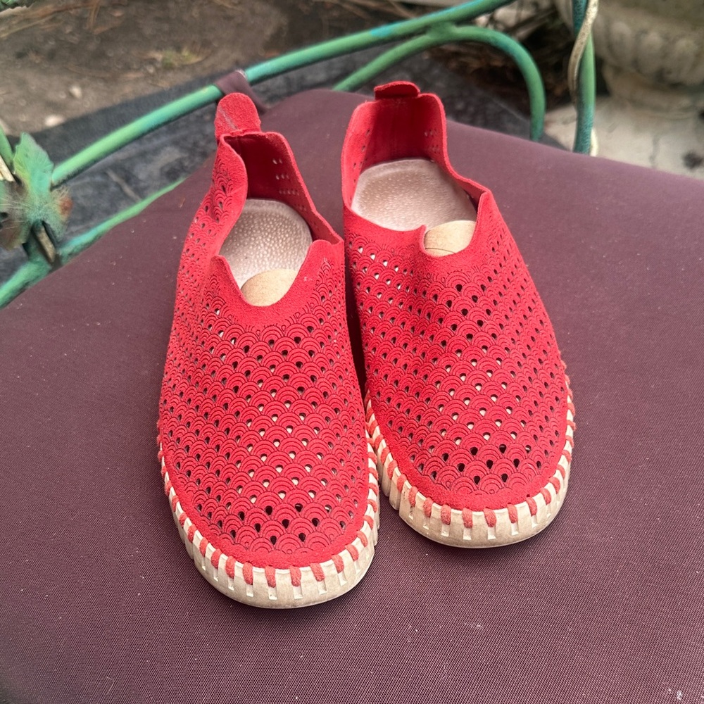 Ilse Jacobsen Red Kids Slip-On Shoes